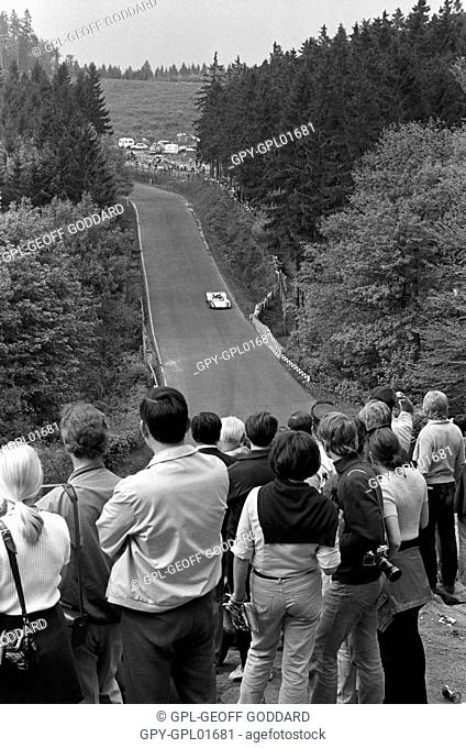 Spectators enjoy the scene at Brunnchen at the Nurburgring 1000Kms race, Germany 31 May 1970