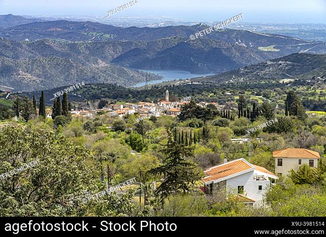 Landscape around Kato Lefkara and the Dipotamos Fragma reservoir, Cyprus, Europe