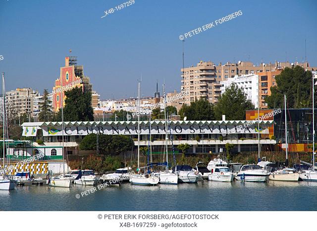 Sevilla sailing and yachting club by River Guadalquivir central Seville Andalusia Spain