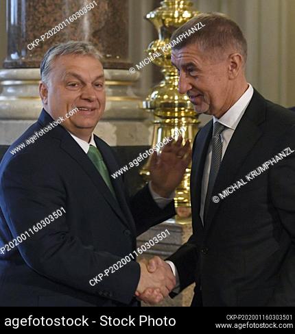 L-R Hungarian Prime Minister Viktor Orban and Czech PM Andrej Babis attend meeting of PMs of Visegrad Four countries (Czech Republic, Hungary