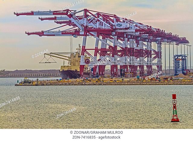 Dockside Cranes and Container Ship Barcelona Spain