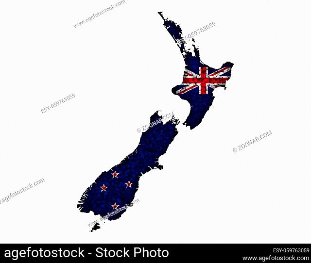 Karte und Flagge von Neuseeland auf Mohn - Map and flag of New Zealand on poppy seeds
