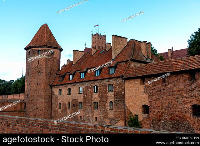 Malbork, Poland - 2 September, 2021: view of the historic Malbork Castle in northern Poland