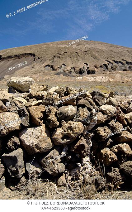 Rock volcanic Formations at the base of Montaña de Guenia  Lanzarote, Canary Islands, Spain