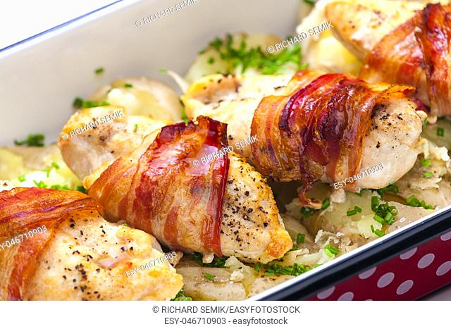 poultry roulade with bacon