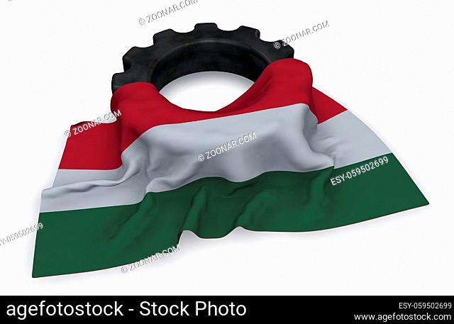zahnrad und flagge von ungarn - 3d rendering