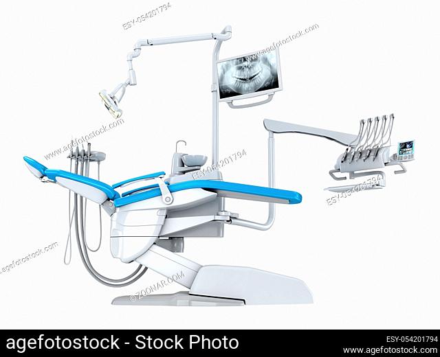 3D rendering modern dental chair on a white background