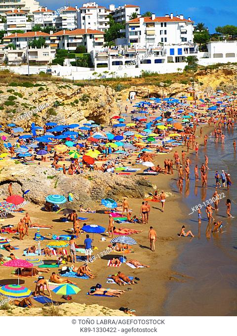 Nudist beach Els Balmins. Sitges. Catalunya. Spain
