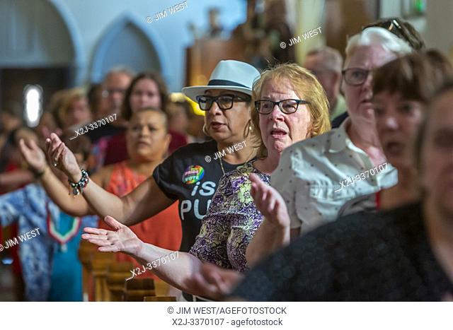 Detroit, Michigan - A Catholic mass for immigrant families that are separated or in detention. The event raised money for the Catholic Dioceses of El Paso and...
