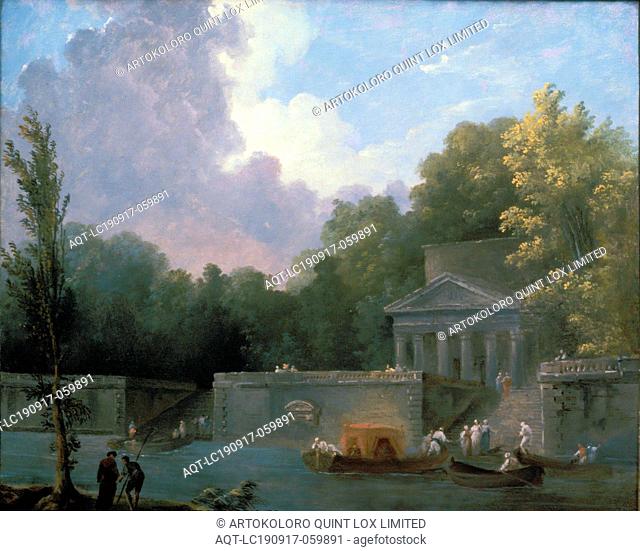 Hubert Robert, French, 1733-1808, Park Scene, 18th Century, oil on canvas, Unframed: 13 5/8 × 15 5/8 inches (34.6 × 39.7 cm)