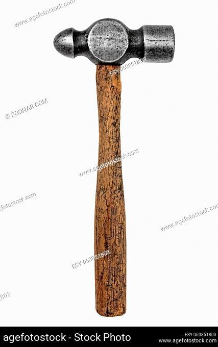 vintage ball peen hammer isolated on white background