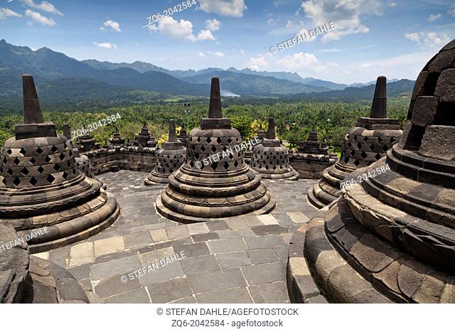 Stupas of the Borobudur Temple in Indonesia