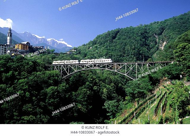 Switzerland, Europe, Centovalli, Intragna, Village, Canton Ticino, Centovalli railway, Bridge, Rail, Viaduct, Valley