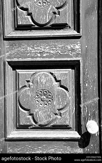 door in italy old ancian wood and traditional      texture nail