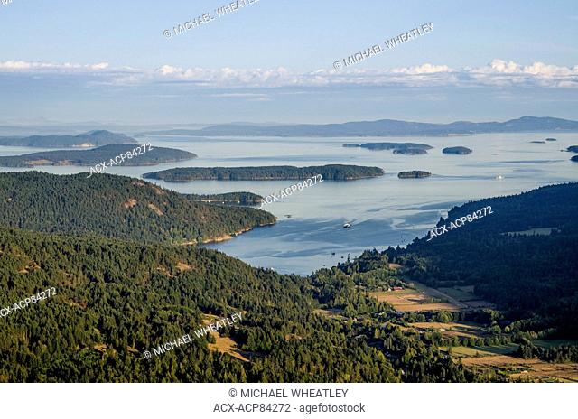 View of Fulford Harbour and Gulf Islands from Mt. Maxwell, Salt spring Island, British Columbia, Canada