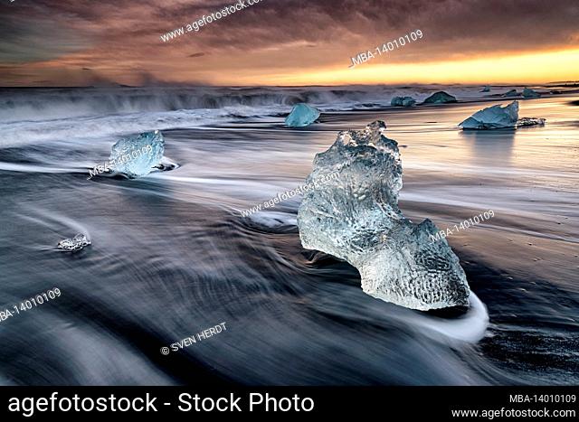 chunks of ice at diamond beach in iceland