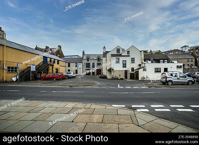 John Street. Architecture, cityscape of Stromness. Orkney Islands, Scotland, United Kingdom