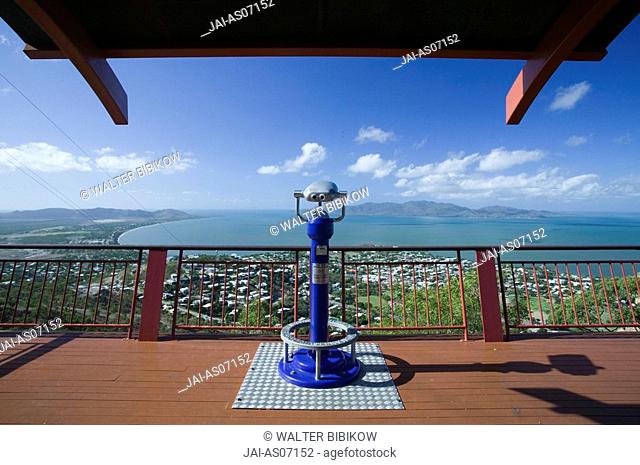 Australia, Queensland, North Coast, Townsville, Castle Hill, Lookout Binoculars over Cleveland Bay