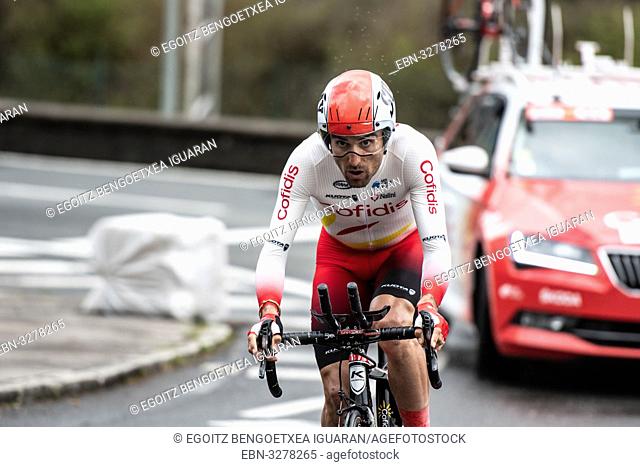 Luis Angel Mate Mardones at Zumarraga, at the first stage of Itzulia, Basque Country Tour. Cycling Time Trial race