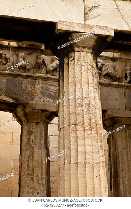 Doric Columns in Temple of Hefesto, Greek Agora Athens, Greece
