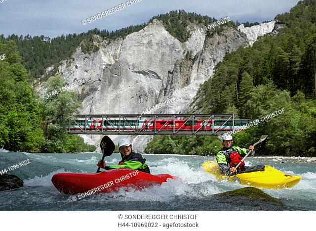 Rhine gulch, water sport, Glacier express, Rhine gulch, Versam, GR, river, flow, body of water, water, gulch, canton, GR, Graubünden, Grisons, Rhine