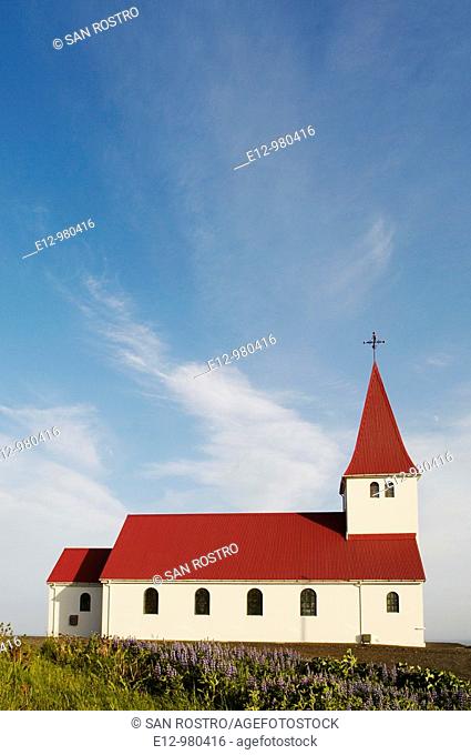 Iceland, Vik village, church