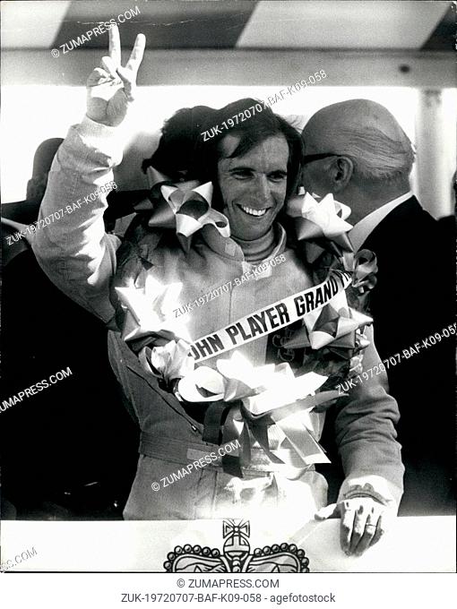 Jul. 07, 1972 - Fittipaldi Wins The John Player Grand Prix: Emerson Fittipaldi of Brazil, driving a John Player Team Lotus