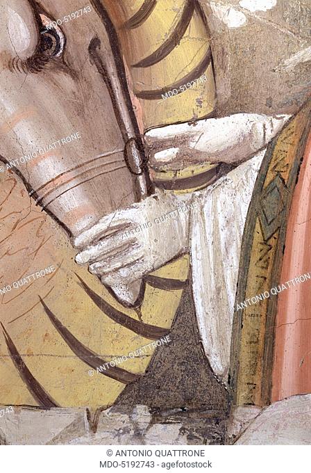 Sylvester Closing the Jaws of a Dragon and Resuscitating two Wizards (San Silvestro chiude le fauci a un drago e resuscita due maghi), by Maso di Banco, 1340