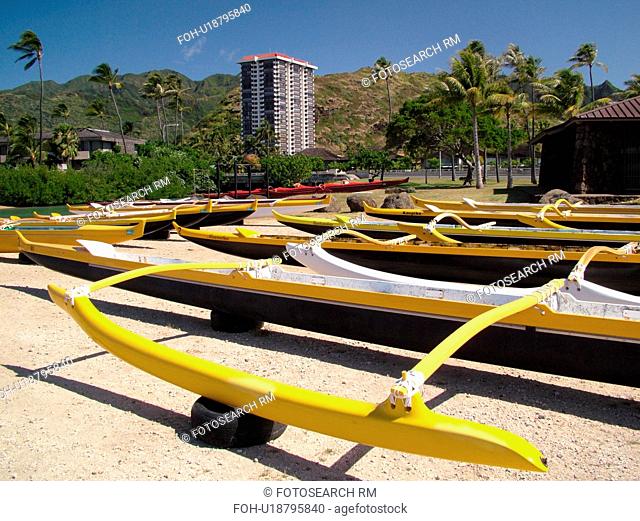 Kuliouou, Oahu, Honolulu, HI, Hawaii, Kuliouou Beach Park, Maunalua Bay, outrigger sea canoes