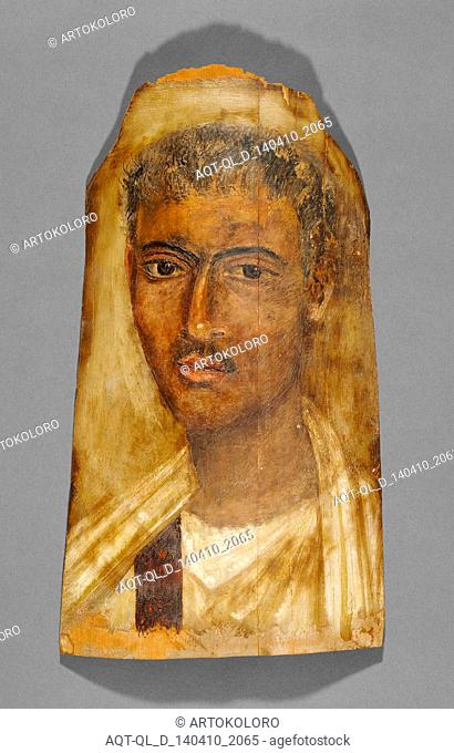 Mummy Portrait of a Man; Unknown; Fayum, Egypt, Africa; 100 - 125; Encaustic on wood; Object: H: 47.5 x W: 24.1 x D: 0.4 cm (H: 18 11/16 x W: 9 1/2 x D: 3/16 in