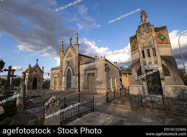 Modernist mausoleum of the Bestard family, 19th century, Santa Maria cemetery, Mallorca, Balearic Islands, Spain
