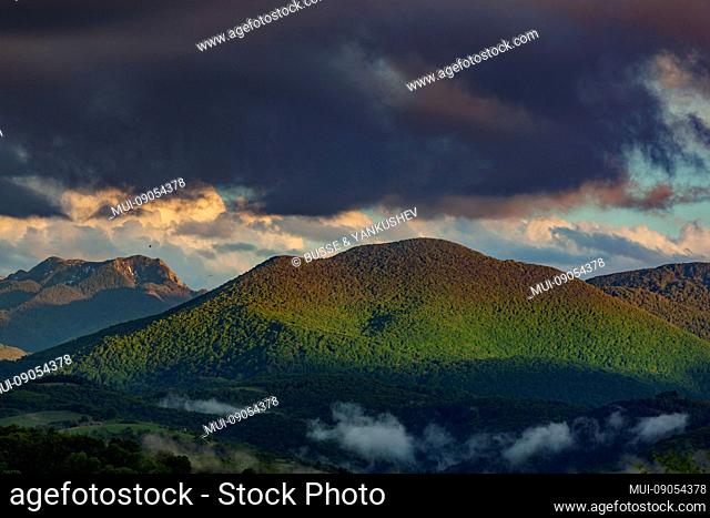 Panorama of the French Pyrenees at sunset