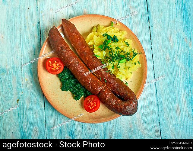 Bregenwurst, specialty sausage of Lower Saxony and Saxony-Anhalt traditionally made of pork, pork belly, and pig or cattle brain