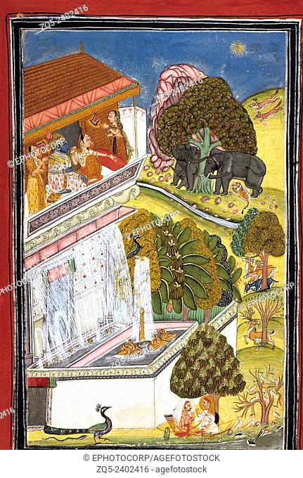 Baramasa scene in the month of Jyestha. Kotah, Rajasthan, India. Dated: 1775 A.D. India