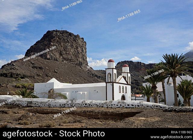 Views of a church in Puerto de Las Nieves, a picturesque fishing village on the north coast of Gran Canaria, Canary Islands, Spain, Atlantic, Europe