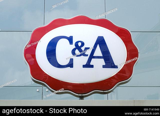 Sign and logo C&amp;A, clothing shop, North Rhine-Westphalia, Germany, Europe