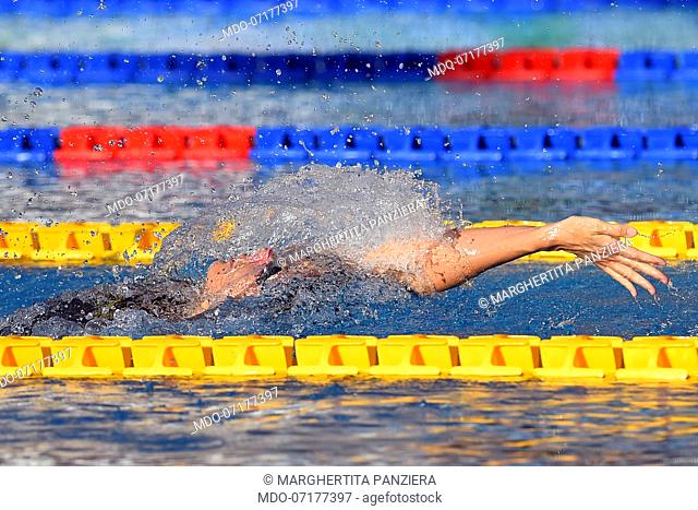 Italian swimmer Margherita Panziera win gol medal 200m backstroke at swimming stadium Foro Italico. Rome (Italy) June 23th, 2019