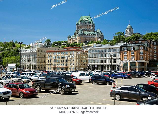 Parking Lot in the Lower Town area of Old Quebec City, Quebec, Canada