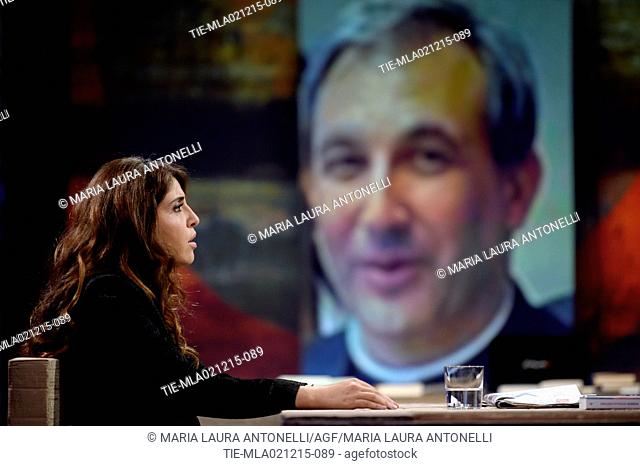 The ex Vatican Official Francesca Immacolata Chaouqui, investigated for the case ' Vatileaks 2 ' guest at tv talk show Ballaro', during the interview