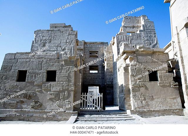 Medinet Habu, Luxor, Egypt, Djamet, mortuary temple of King Ramses III, ( XX dyn. 1185 -1078 B.C) - the castle so called Migdol
