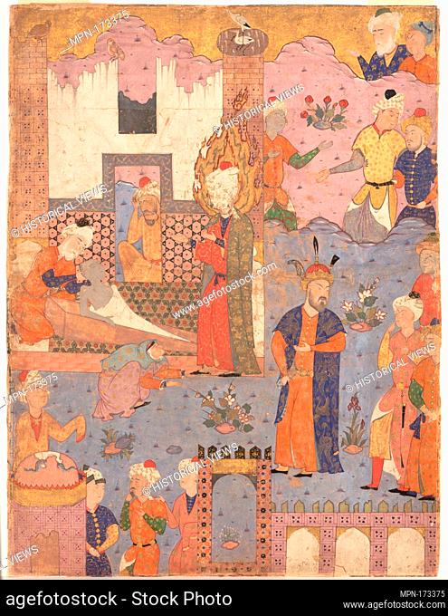 Muhammad Revives the Sick Boy, Folio from a Falnama (Book of Omens) of Ja'far al-Sadiq. Object Name: Folio from an illustrated manuscript; Date: 1550s;...