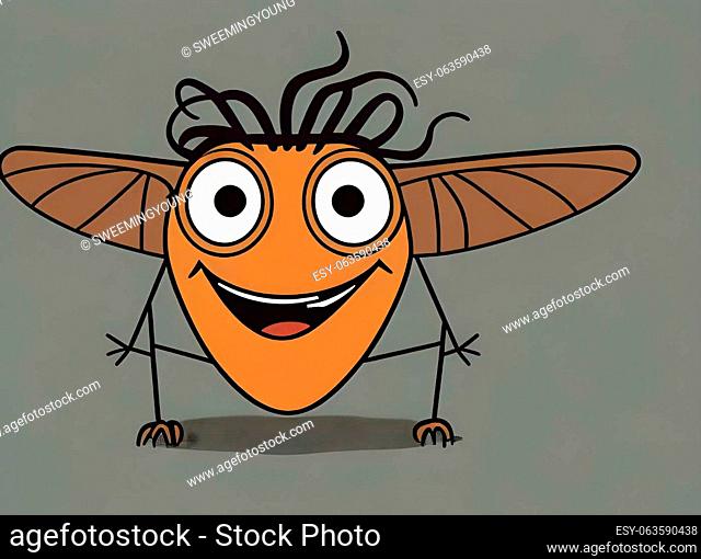 artificial intelligence generated matte caricature image of of a smiling happy fly portrait