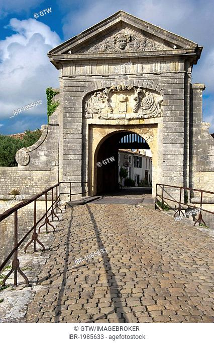 Campani Gate, Saint-Martin-en-Re fortification, designed and constructed by Vauban, Unesco World Heritage Site, Ile de Re island, Departement Charentes Maritime
