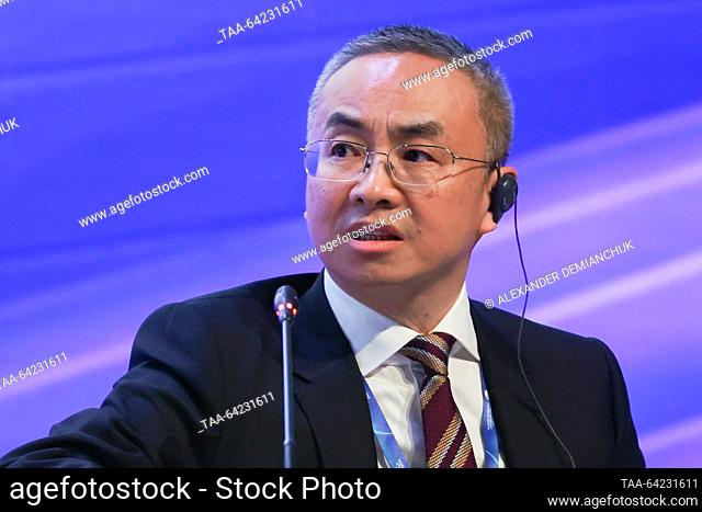 RUSSIA, ST PETERSBURG - NOVEMBER 1, 2023: China National Petroleum Corporation Vice President Xie Jun attends a plenary session during the 2023 St Petersburg...