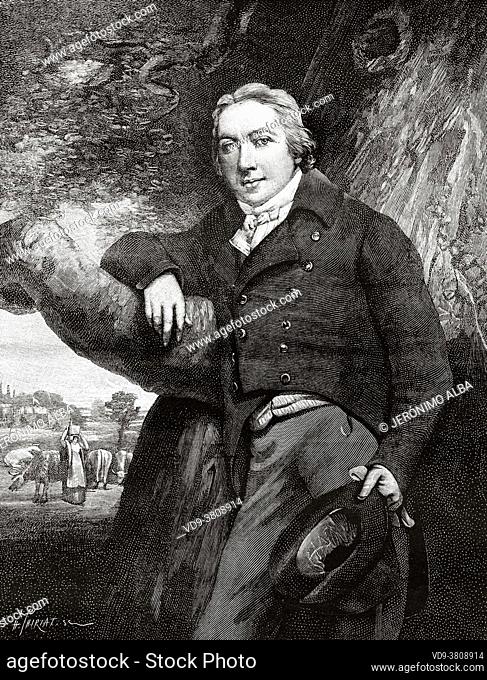 Portrait of Edward Jenner (1749-1823) was an English physician and scientist who pioneered the concept of vaccines including creating the smallpox vaccine