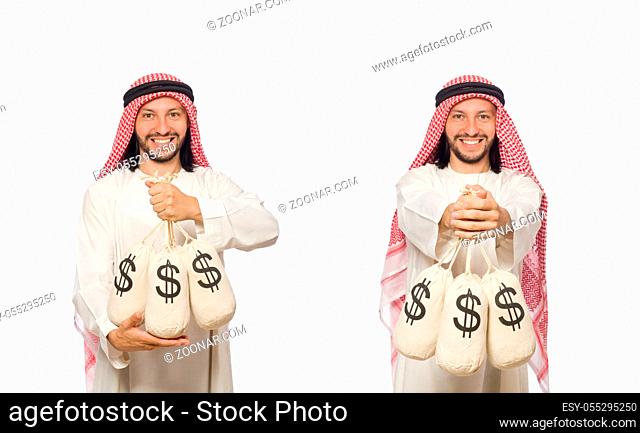 Arab businessman with sacks of money