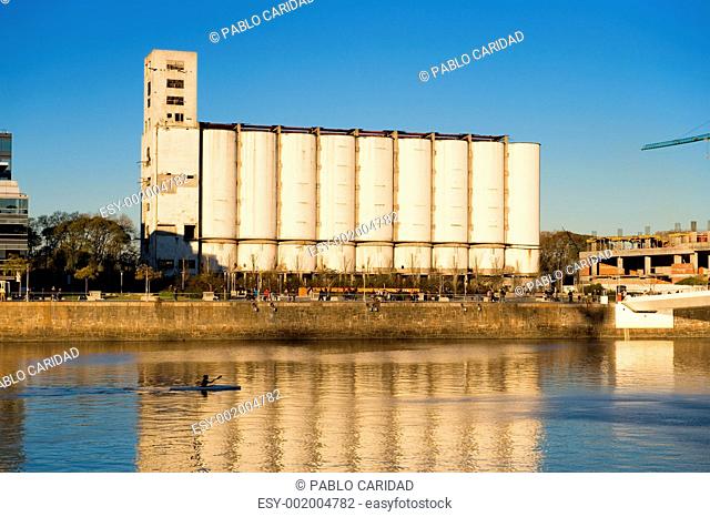 Old grain elevator and silos Buenos Aires, harbor, Argentina