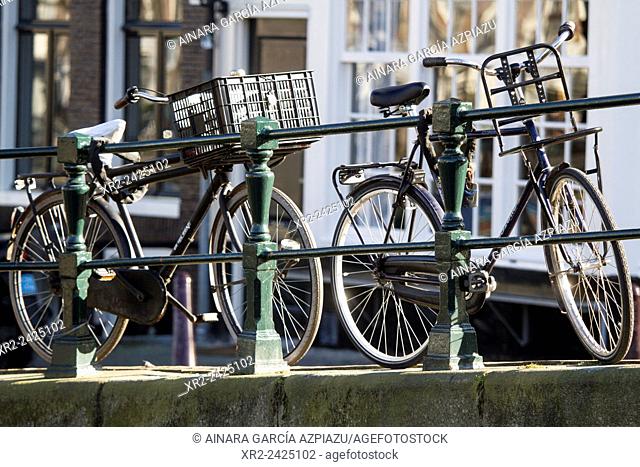 Bikes in Leidsegracht, Amsterdam, Holland