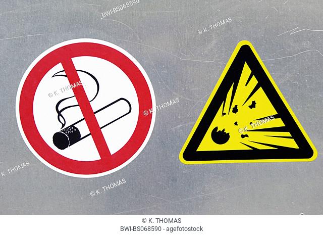 sign danger of explosion, do not smoke