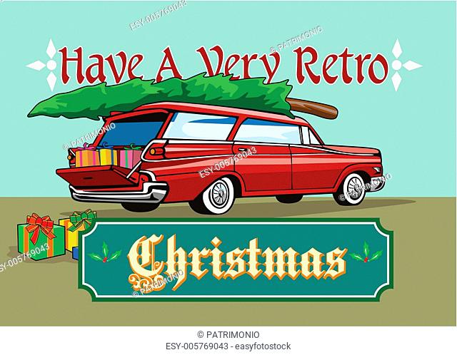 Retro Christmas Tree Station Wagon